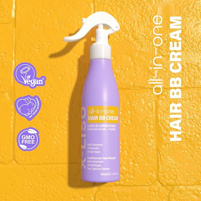 All-in-One Hair Conditioner BB Cream Leave-In Conditioner Spray – Hair Detangler with Keratin & Peptides – Anti Frizz & Heat Protectant for Hair – 11 Benefits in 1 for All Hair Types