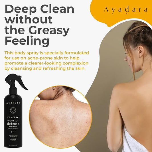 Bacne Treatment Body Spray, 8 fl oz, Cystic Back bacne Treatment Spray with Salicylic Acid, Tea Tree Chest, Butt and Body bacne Spray for Hormonal bacne, Bacne Treatment for Teens Adults, 2000 Sprays