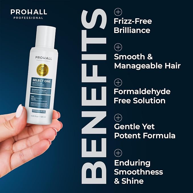 Brazilian Keratin Treatment Blowout Complex-PROHALL SELECT ONE 4.05 oz-Formaldehyde Free Keratin Hair Treatment at Home-Queratina Brasileña Keratina Para Alisar el Pelo Sin Formol-Pack of 2