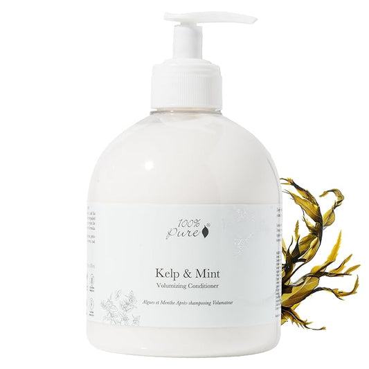 100% PURE Kelp & Mint Volumizing Conditioner Moisturizer & Deep Hydration - Botanical Body Boost for Dry, Damaged Thinning Hair, Promotes Healthy Growth for Women & Men - Sulfate Free - 16 Fl Oz