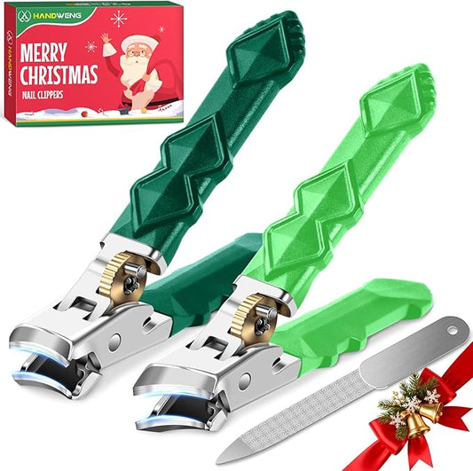 Toenail Clippers for Thick Toenails for Seniors, Christmas Stocking Stuffers, Wide Jaw Opening Nail Clippers, Heavy Duty Ingrown Toenail Clippers Nail Cutters, Sharp Slanted Nail Clippers, Dual Green