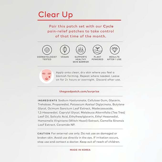 The Good Patch Clear Up, Microdart Blemish Patches, Fast - Starts Working in 2 Hours, Made with Salicylic Acid, Witch Hazel and Tea Tree Oil, For Face and Pimples (16 Total Microdart Patches)