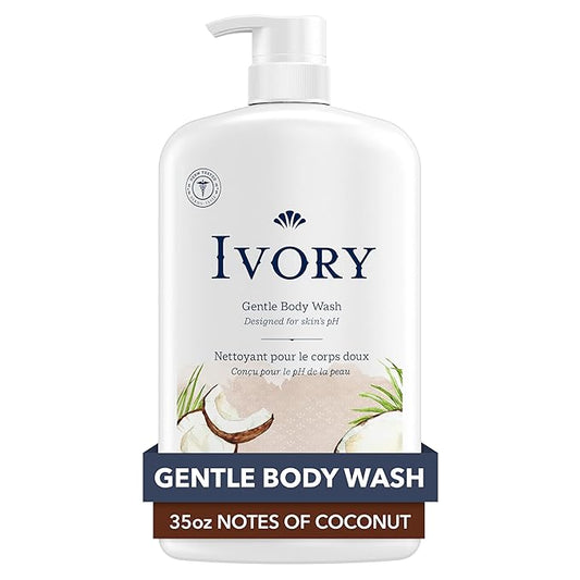Ivory Body Wash, Designed for the Whole Family, Gentle Formula, Free of Dyes Heavy Perfumes Parabens Phthalates & Silicones, Coconut Scent, 35 oz