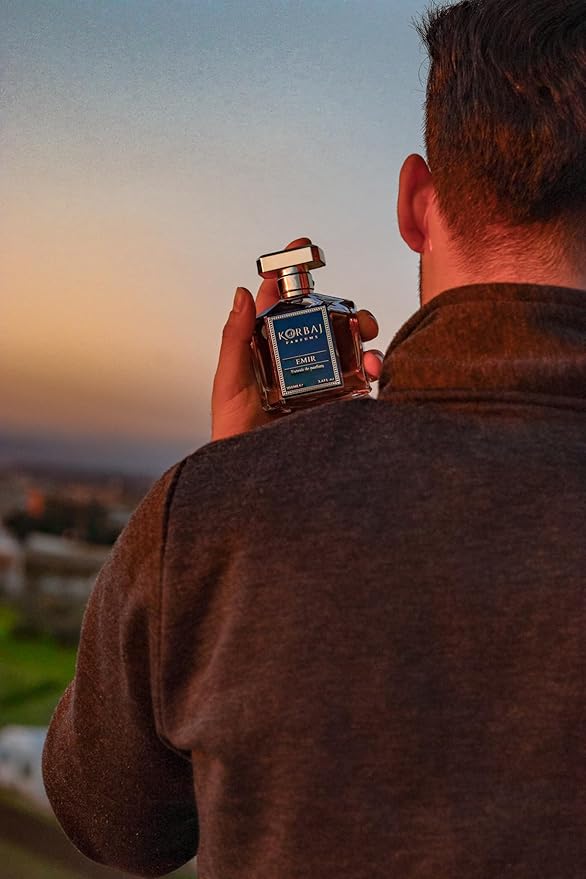 KORBAJ PARFUMS Emir - Arabian Perfume for Women, Eau de Parfum Men with with Sicilian Orange, Calabrian Bergamot - White Musk, Vanilla, Amber and Fruity Notes100ml