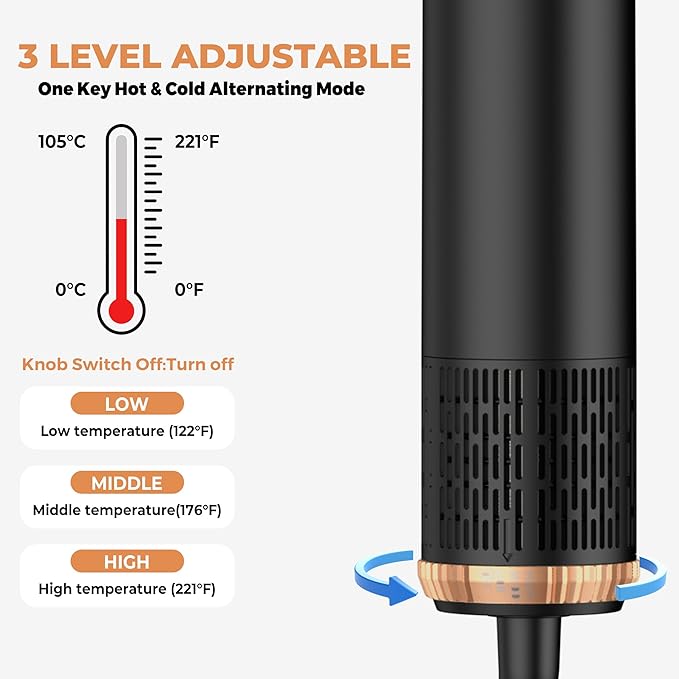 5 in 1 Blow Dryer Brush Set,Hot Air Styler Negative Ion Air Curling Wrap Air Curler, Round Brush Blow Dryer Curling Iron Hair Styling Tools Gift for Dry,Volumize, Straight,Curl,100-120V