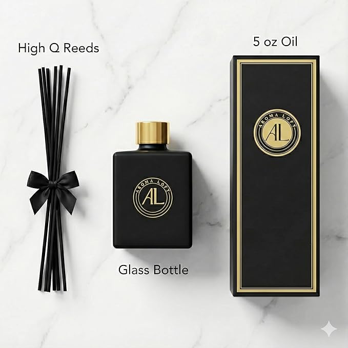 Reed Diffuser - Fragrance Diffuser- Reed Diffusers for Home- Cashmere Vanilla -5 oz. Oil Diffuser Sticks - Bathroom Diffuser Set- Oil Diffuser Reeds - Scent Sticks in Oil-Office Smell Good Stuff