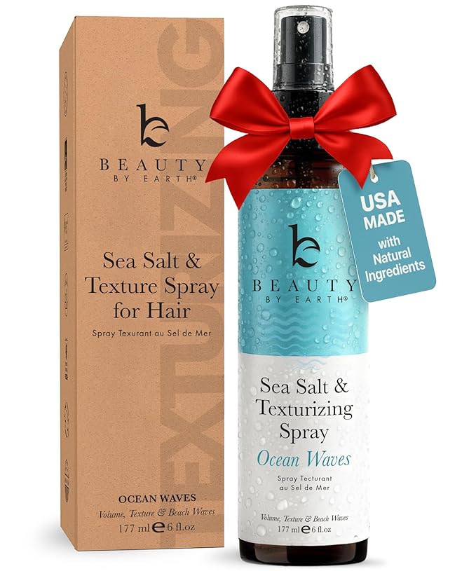Beauty by Earth Sea Salt Spray for Textured Beach Waves & Volume - USA Made with Organic Ingredients, Texturing and Volumizing Spray for Fine Hair for Men & Women