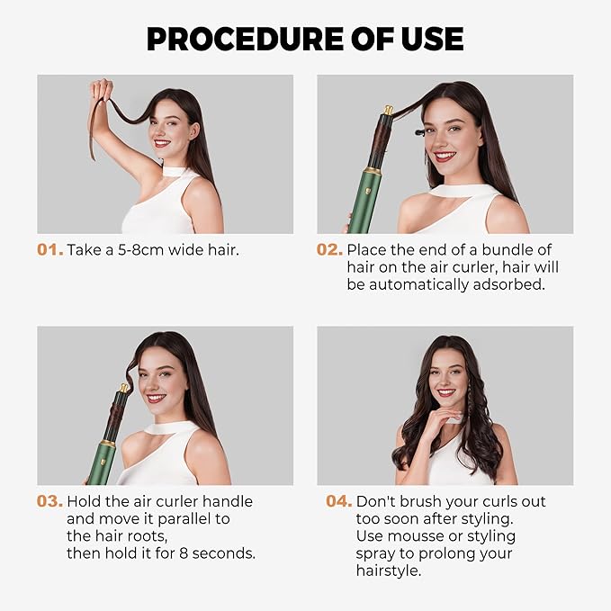5 in 1 Blow Dryer Brush Set,Hot Air Styler Negative Ion Air Curling Wrap Air Curler, Round Brush Blow Dryer Curling Iron Hair Styling Tools Gift for Dry,Volumize, Straight,Curl,100-120V