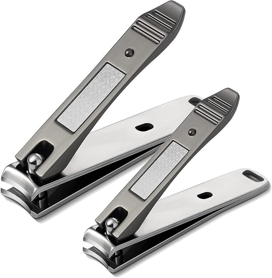 BEZOX Nails Clipper, Ergonomic Toenail and Fingernails Clipper with Non-Slip Design, Professional Finger Nail Clippers for Adults, 2 Pcs Nail Trimmers for Men and Women - Dark