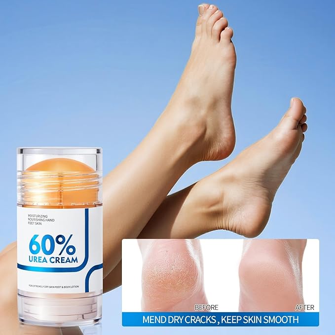 Foot Care Urea Cream Stick 60% Urea Deeply Moisturising with Rapid Absorption Nourishes Dry Skin Removes Dead Skin Suitable for Feet, Knees and Elbows 40g