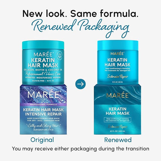 MAREE Deep Conditioning Hair Mask for Damaged Hair Treatment - Keratin Hair Care for Hydrating Growth Repair Moisturizing - Dry Curly Color Refreshing - Tratamiento Mascarilla Para el Cabello Seco