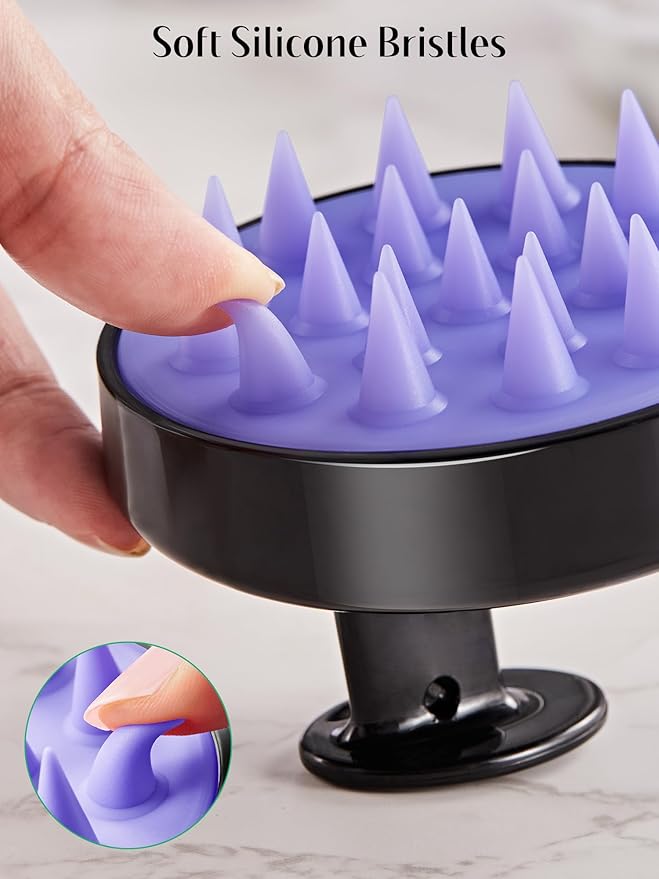 HEETA Scalp Massager Hair Growth 2-Pack, Soft Silicone Scalp Scrubber Shampoo Brush for Exfoliation Dandruff Removal Head Massage Stress Relax, Wet & Dry Use for Women Men Thick Thin Curly Hair Care