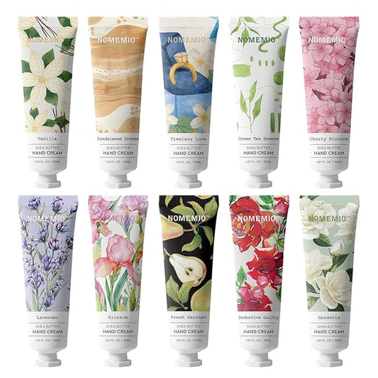 10 - Pack Hand Cream Gift Set with 10 Scents - 1 Fl Oz/30ml Travel Size Hand Lotion for Women, Moisturizing for All Skin Type