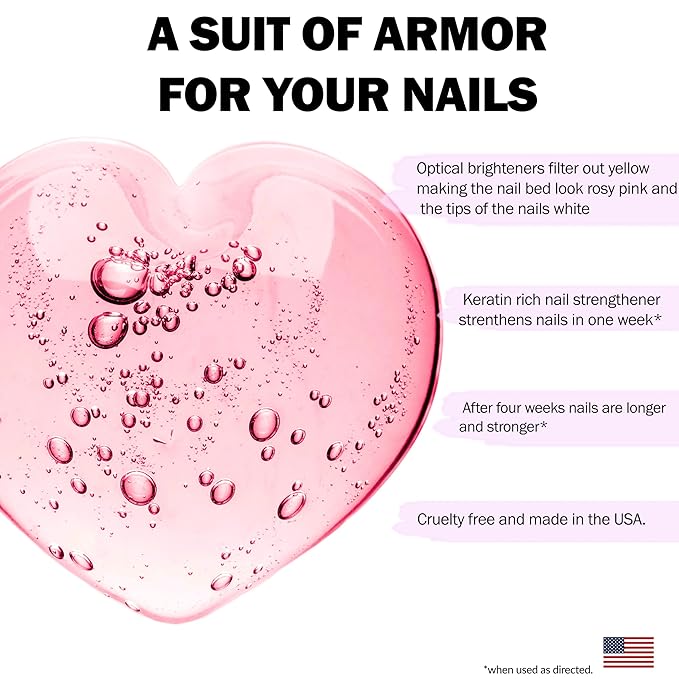 Perfect Formula Pink Gel Coat – Rosey Glow Nail Strengthener & Keratin Treatment, 0.6 oz - Protein-Rich, Glossy Pink Gel Nail Polish for Damaged Nails | Supports Growth & Repair