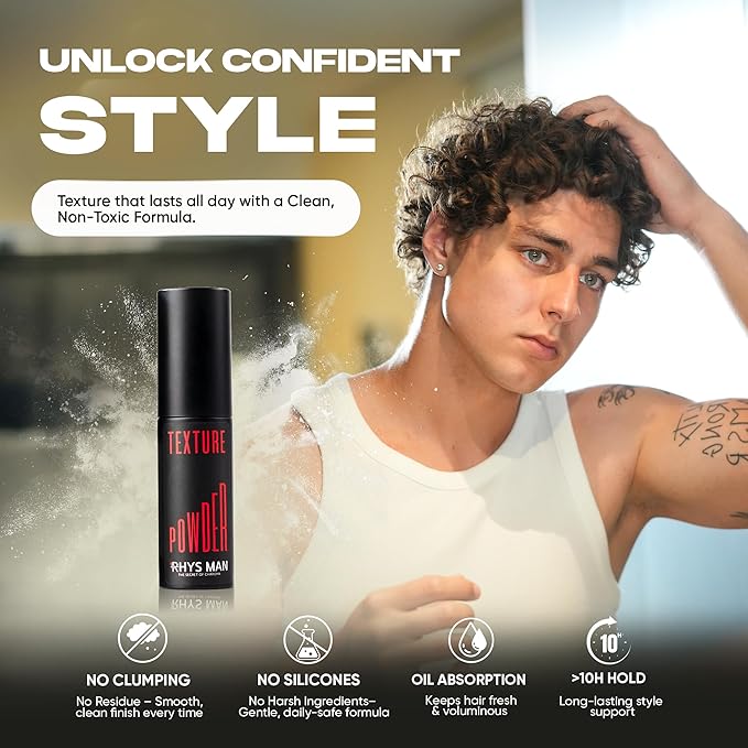 Texture Powder for Men - Volumizing Hair Styling Powder Spray for Natural Lift, Oil Absorption & Matte Finish, Lightweight for Long-Lasting Hold, Christmas Gift for Grandson, Boys, Teenagers