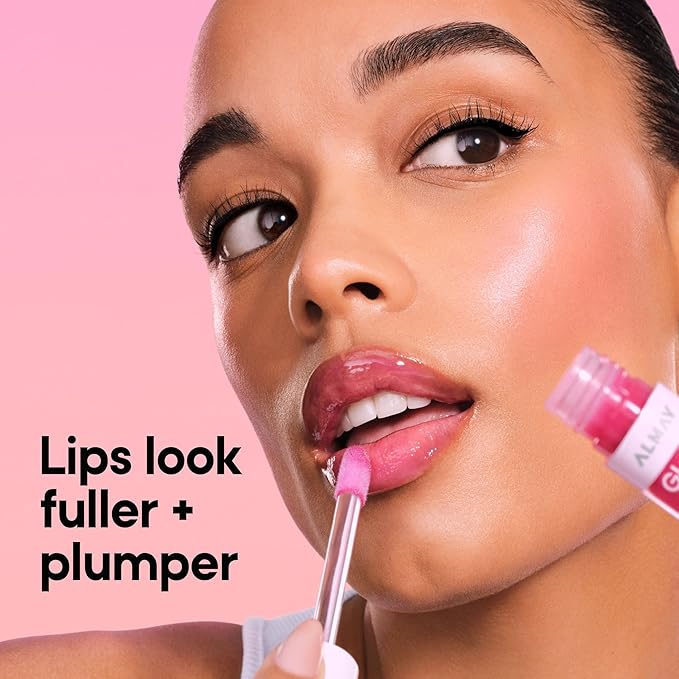 Almay Gleam Big Lip Serum, Hydrating and Moisturizing, Hypoallergenic Lip Gloss, Non-Sticky, 600 Mon Cherry, 0.13 fl oz