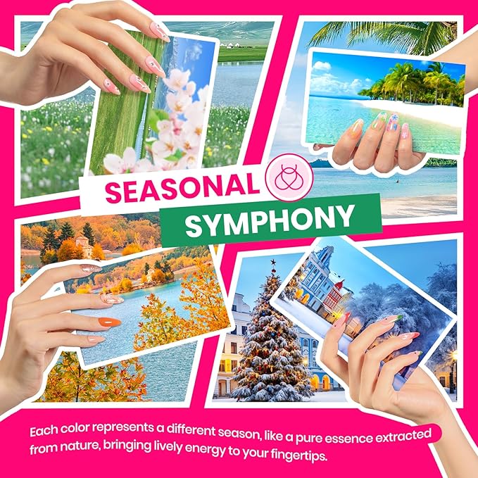 Beetles Gel Nail Polish Kit with U V Light 85Pcs, 55 Colors Seasonal Symphony Set with Diamond Decorations & Manicure Art Stickers and Tools Soak Off for All Season