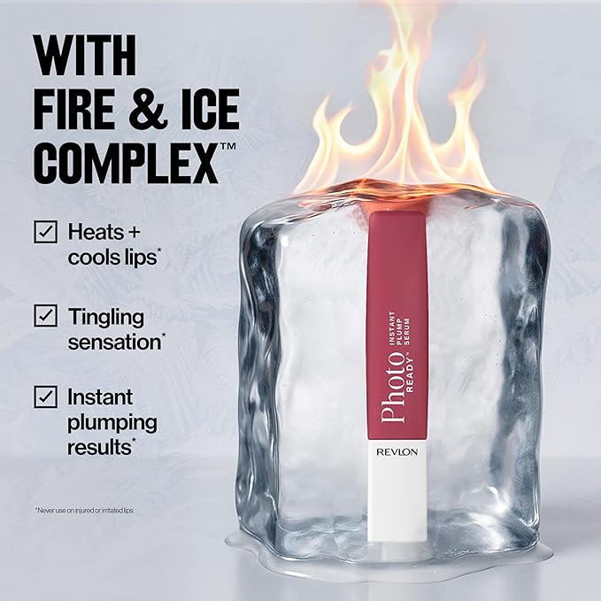 REVLON PhotoReady Instant Plump Serum, Plumping Gloss, Hydrating, Non-Sticky & High Shine Finish, 008 Spice Show, 0.25 fl oz