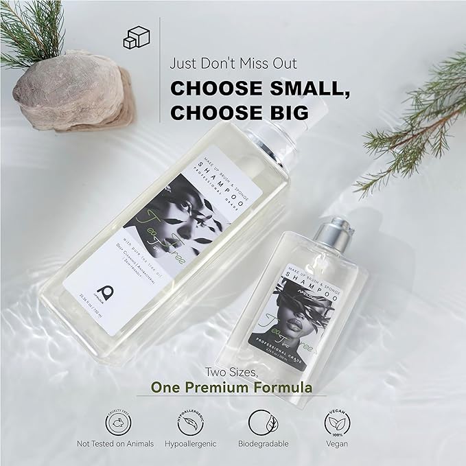 Makeup Brush Cleaner, Tea Tree Oil, Shampoo for Sponges & Puffs, Deep Cleaning, Antibacterial, Conditions Bristles, Gentle, Vegan & Cruelty-Free, Large Value Size, 25.36 fl oz