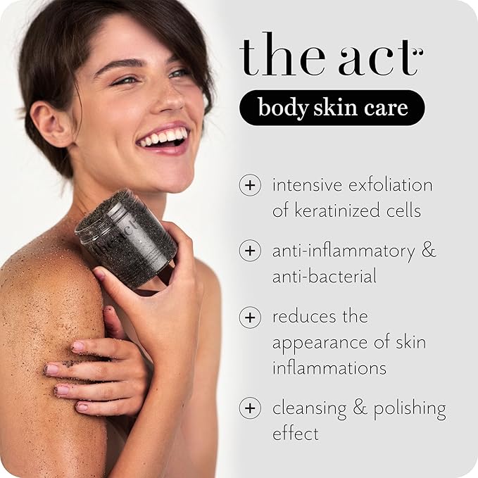 THE ACT Exfoliating Balancing Body Scrub with Black Cumin Oil - Sea Salt Formula for Smooth & Radiant Skin - Home Spa Care, Gift for Women Men, Vegan, Organic 10.58 Oz