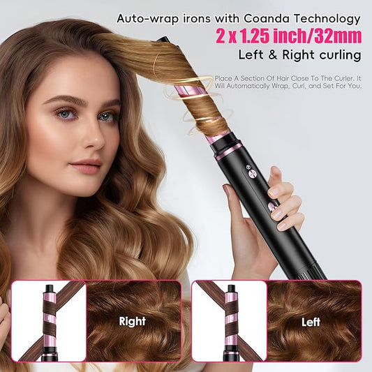 SKIMI 110,000 RPM Brushless Motor Hair Dryer Brush - 5 Muti-Styler for Fast Drying, Curling, Volumizing & Straightening | High-Speed Hot Air Brush for All Hair Types (Black & Coral)