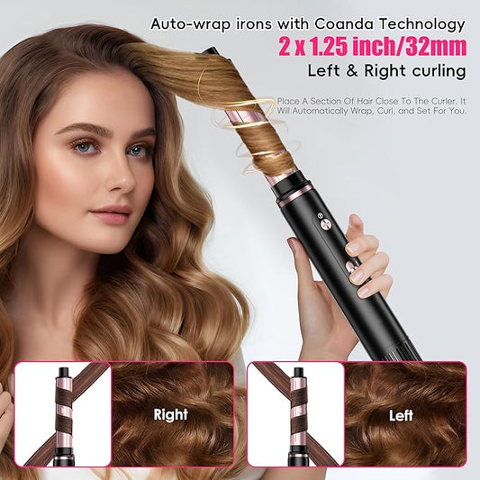 SKIMI 110,000 RPM Brushless Motor Hair Dryer Brush - 5 Muti-Styler for Fast Drying, Curling, Volumizing & Straightening | High-Speed Hot Air Brush for All Hair Types (Black & Blush Rose)