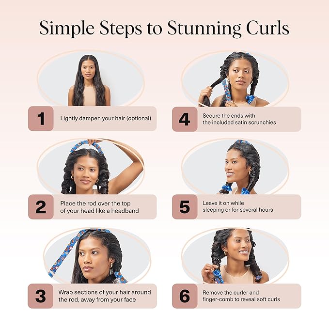 BT21 x Kitsch Satin Heatless Hair Curler Set - Heatless Curls Overnight, Hair Rollers for Soft Curls & Frizz-Free Styling, No Heat Curlers To Sleep in, Curling Rod Headband for Overnight Curl - BT21