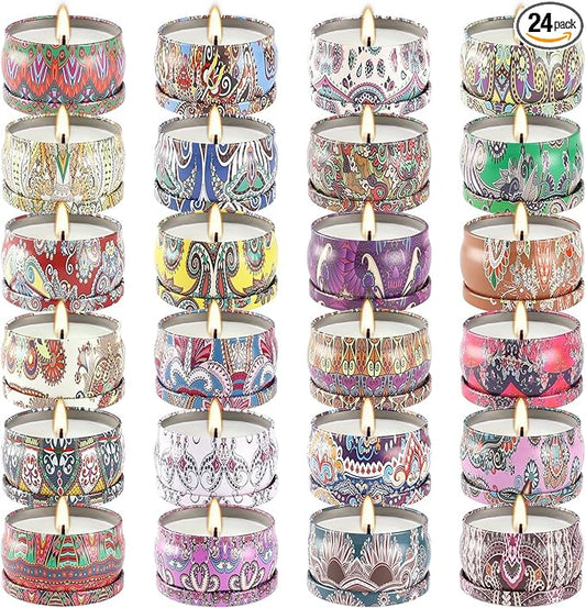 24 Pack Scented Candles Set for Home, Relaxing Stress Relief, Aromatherapy - Natural Soy Wax and Fragrance - Gifts for Women, Mom, Best Friend, Wife, Birthday