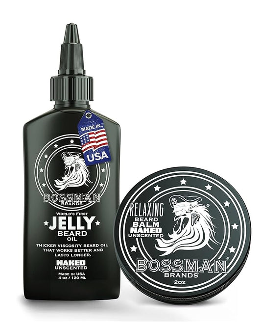 Bossman Beard Oil Jelly and Relaxing Beard Balm Combo- Naked Scent