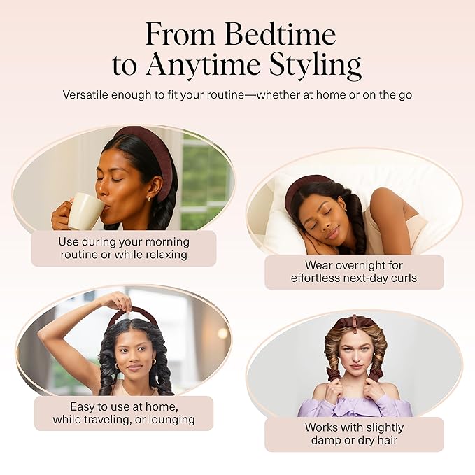 Kitsch Satin Heatless Hair Curler Set - Heatless Curls Overnight with Hair Curler & 2 Satin Scrunchies - Hair Curlers to Sleep in for Overnight Curls - Overnight Blowout Rods - Chocolate