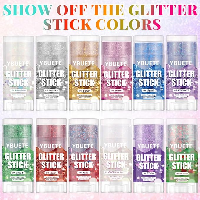 Blue Face and Body Glitter Stick for Sparkling Makeup, Hair Glitter Accessories for Women, Highlighting Stick for Fairy Dust Makeup, Cheerful Face Glitter for Festive Parties and Carnivals