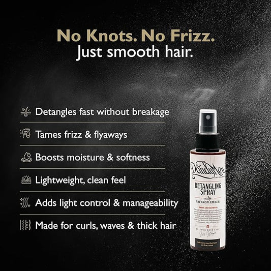 Detangling Spray for Men – Leave-In for Curly, Wavy & Textured Hair – Softens & Smooths – 5.7 oz