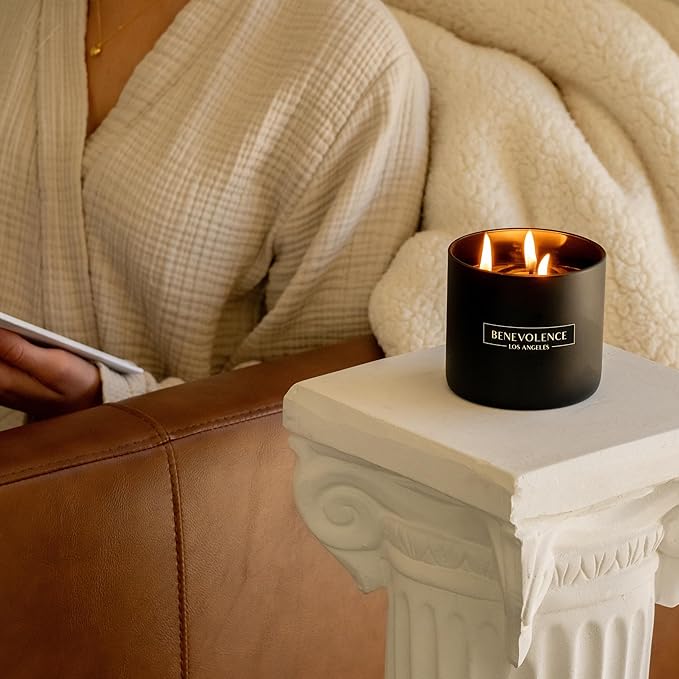 Benevolence LA 3 Wick Candle, Black Berries (Baies) Large Christmas Scented Candles | Soy Holiday Candle for Women and Men | Home Fragrance | Aromatherapy | Bathroom Freshener 14.5 Oz, 45 Hour Burn