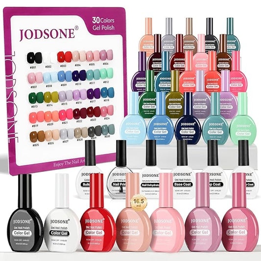 JODSONE 30 Colors Gel Nail Polish Set Same Color Same Bottles 6 PCS of Functional Gel Polish
