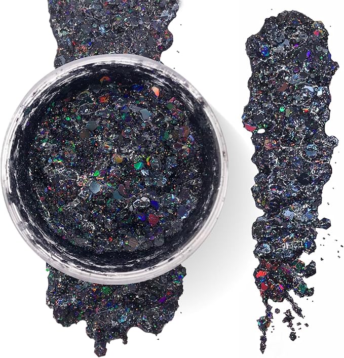 Black - Holographic Body Glitter Gel for Body, Face, Hair - Vegan & Cruelty Free - Electric Bliss Beauty (Black)