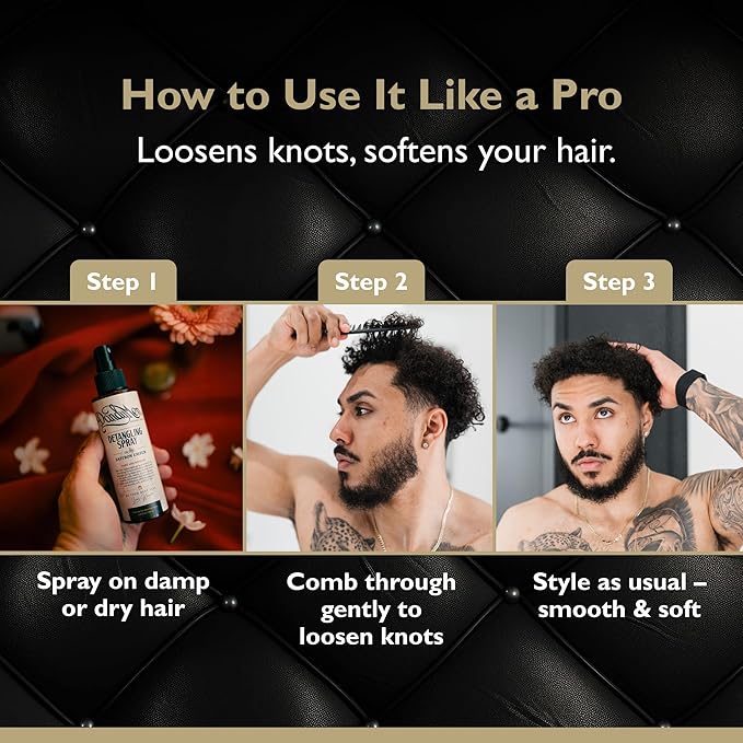 Detangling Spray for Men – Leave-In for Curly, Wavy & Textured Hair – Softens & Smooths – 5.7 oz