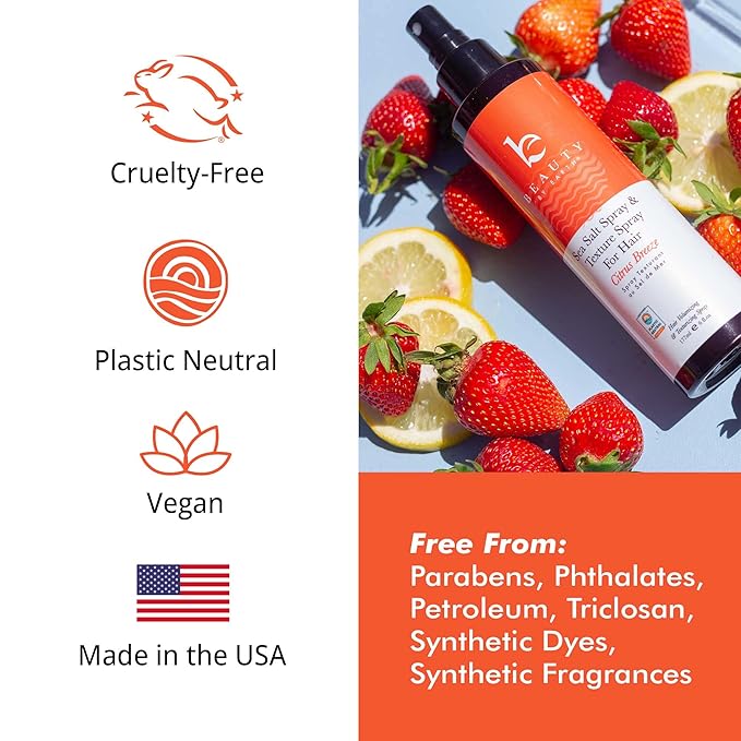 Beauty by Earth Sea Salt Spray for Hair Men & Women - Beach Waves Texturizer, Fine Texturizing Texture Volumizing Spray, Women, Clear, 6 Fl Oz (Pack of 2), Pack 2