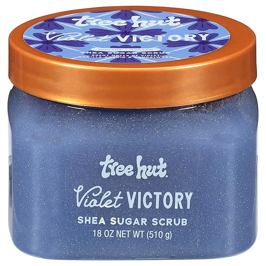 Tree Hut Violet Victory Shea Sugar Scrub, Exfoliating, Hydrating & Moisturizing Body Scrub with Shea Butter & Natural Oils, Smooth & Soften Skin, Polishing Exfoliant for Radiant Skin, 18 oz