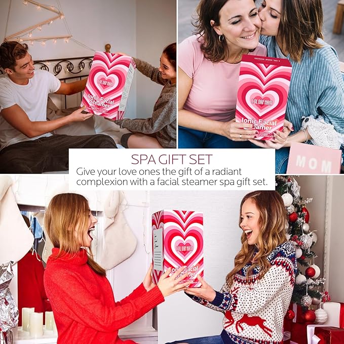 Colorfarm Facial Steamer Nano Ionic: Face Steamer Home Spa Kit Deep Cleaning Unclogs Pores Sinuses Inhaler with 8 Skin Care Tools - Relaxing Self Care Skincare Beauty Gifts for Women (Black Gold)