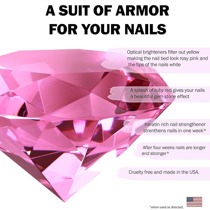 Perfect Formula Ruby Pink Gel Coat - Nail Strengthener, Keratin Nail Treatment, Gemstone Pink Gel Nail Polish - Nail Strengthener for Damaged Nails - Made In The USA .60 fl oz.