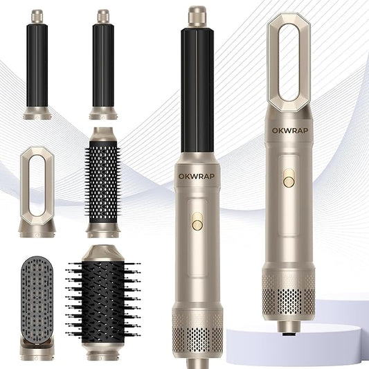 6 in ONE Blow Dryer Brush,Air Curling Iron Round Brush Blow Dryer 800W,Ionic Hair Dryer Brush for Women, Hot Air Brush Hair Styling Tools 100-120V