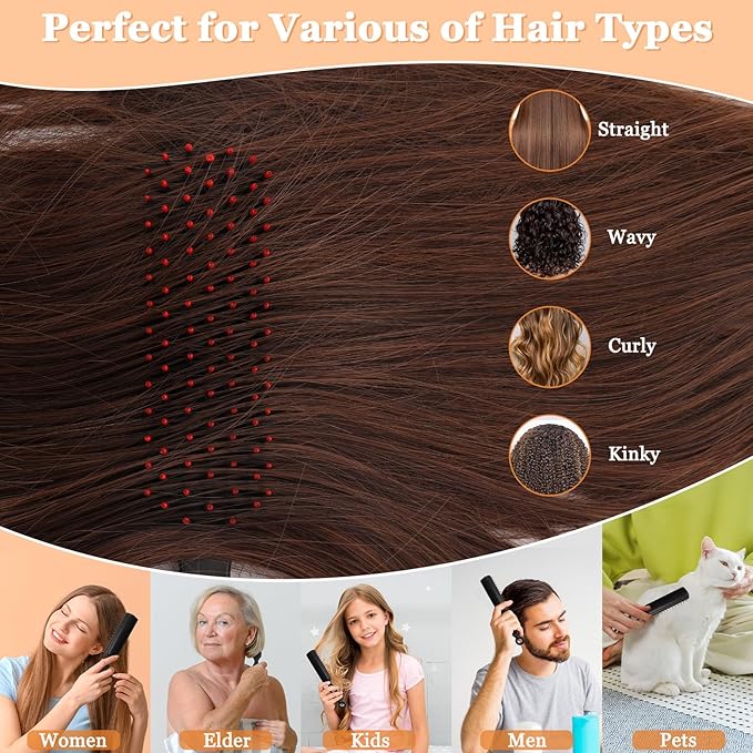 NICEMOVIC Hair Brushes Bulk 6 Pack for Women, Homeless Bulk Hair Brush Comb Set, Disposable Individually Wrapped Homeless Care Package Supplies Bulk Hair Combs Hygiene Supplies for Shelter and Hotel