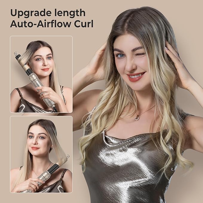 6 in ONE Blow Dryer Brush,Air Curling Iron Round Brush Blow Dryer 800W,Ionic Hair Dryer Brush for Women, Hot Air Brush Hair Styling Tools 100-120V