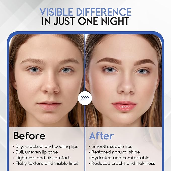 Lip Mask Overnight with Hyaluronic Acid & Collagen, Lip Sleeping Mask for Dry Cracked Lips, Moisturizing, Hydrating, Exfoliating Night Treatment for Lip Care (Peach) (0.7, Berry)