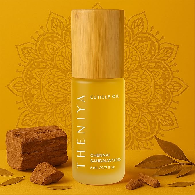 Cuticle Oil for Nail Strengthening and Growth – Hydrating, Vegan, Organic Formula with Jojoba & Vitamin E | 3 Signature Fragrances | 5mL Roll-On (0.17 Fl Oz, Sandalwood Fragrance)