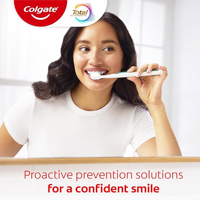 Colgate Total Active Prevention Clean Mint Toothpaste, Anticavity Fluoride Toothpaste, Clinically Proven Formula That Fights Plaque Bacteria, Mint, 4 Pack, 5.1 oz