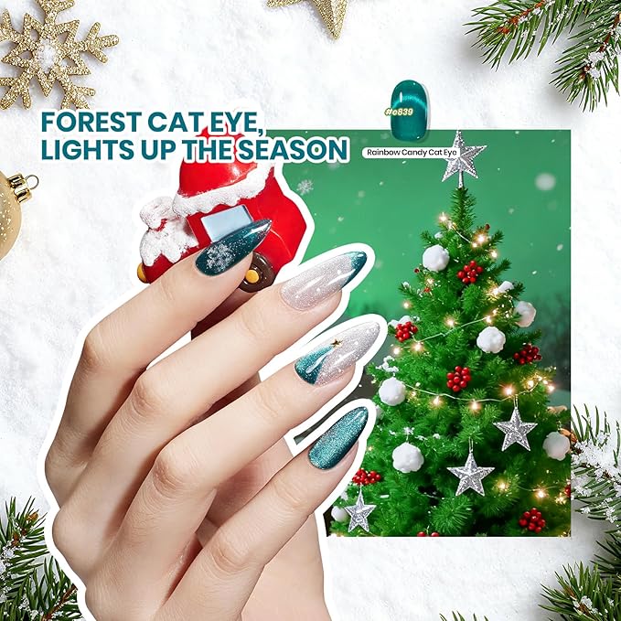 Beetles Stellar Sonata Cat Eye Gel Nail Polish Set - 36 Colors Christmas Gel Nail Kit Magnetic Red Green Purple Brown Burgundy Base Glossy Matte Top Coat Soak off UV Salon Nail Art Gift for Women