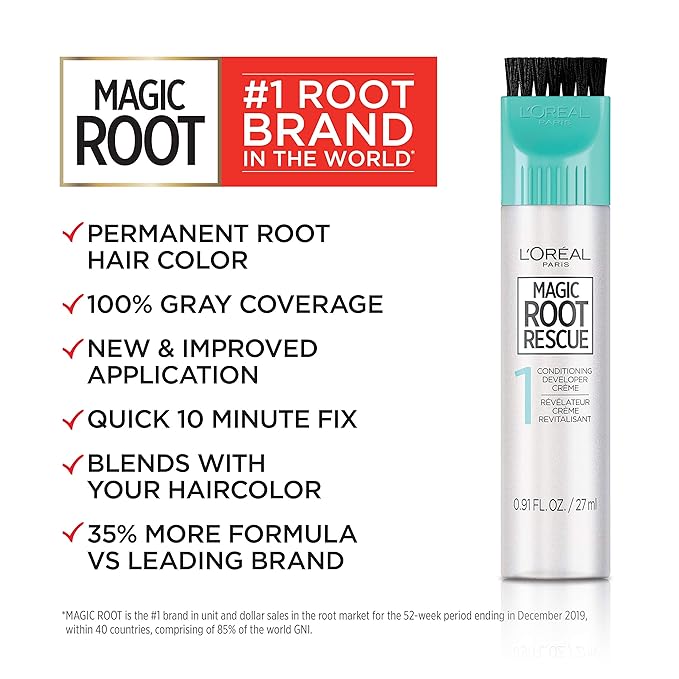 L’Oréal Paris Magic Root Permanent Hair Color, 10 Minute Hair Dye Kit to Rescue Roots with 100% Gray Hair Coverage, 4R Dark Auburn Red, 2 Pack (Packaging May Vary)