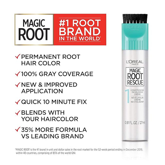 L’Oréal Paris Magic Root Permanent Hair Color, 10 Minute Hair Dye Kit to Rescue Roots with 100% Gray Hair Coverage, 4R Dark Auburn Red, 2 Pack (Packaging May Vary)