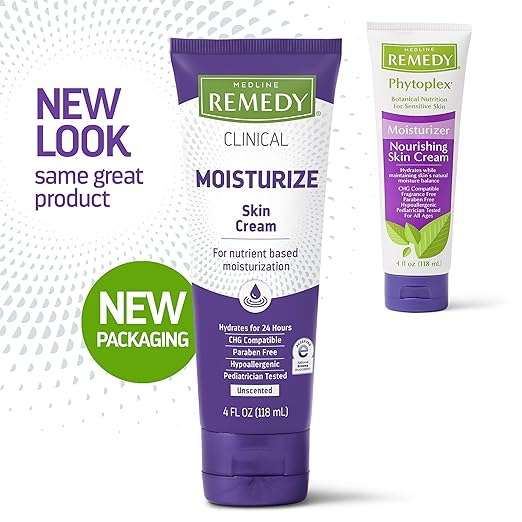 Medline Remedy Clinical Skin Cream Moisturizer, Unscented (4 fl oz), 12 Count Nourishing for Dry Skin, Paraben and Sulfate-Free Moisturizing Cream for Face and Body, Lotion for Sensitive Skin